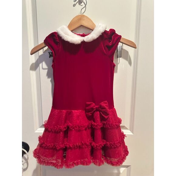 NWOT Jona Michelle Holiday Red Girl Dress with Sequence Skirt Size 4T - Picture 1 of 9